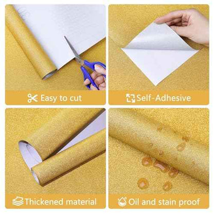wishFIRE Gold Glitter Peel and Stick Wallpaper 17.3" x 120" Sparkly Contact Paper Gift Wrapping Paper Removable Self-Adhesive Bling Wallpaper DIY Decorative for Bedroom Living Room