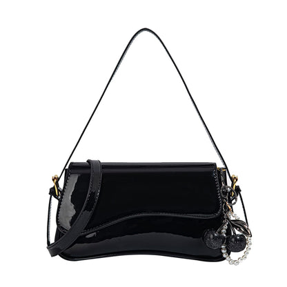 AOIR Black Purses for Women Trendy, Y2K Faux Leather Clutch Purse with Cherry Pendant,Crossbody Shoulder Bag and Handbags