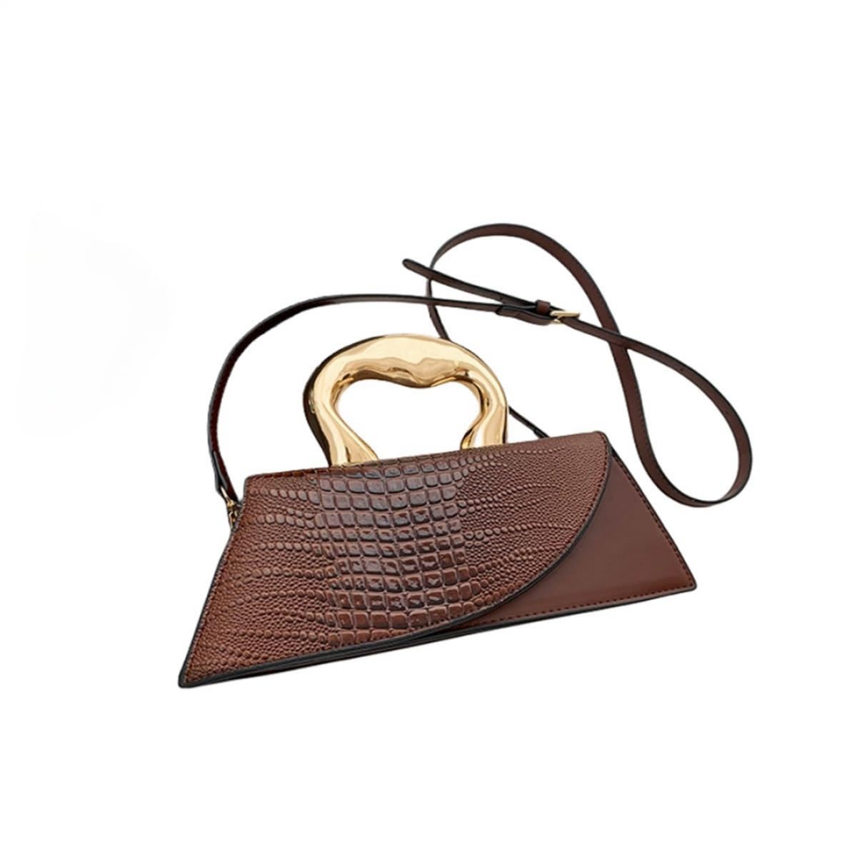 WIGUYUN Women Patent Leather Alligator Purse Crocodile Evening Handbag Clutch Bag Shoulder Cross Body Envelope Bag,Brown