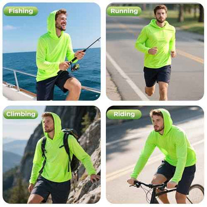 ProtectX High Visibility Sun Protection Lightweight Long Sleeve Hoodie, UPF 50+ Quick-Dry, SPF UV Shirt, Active Wear