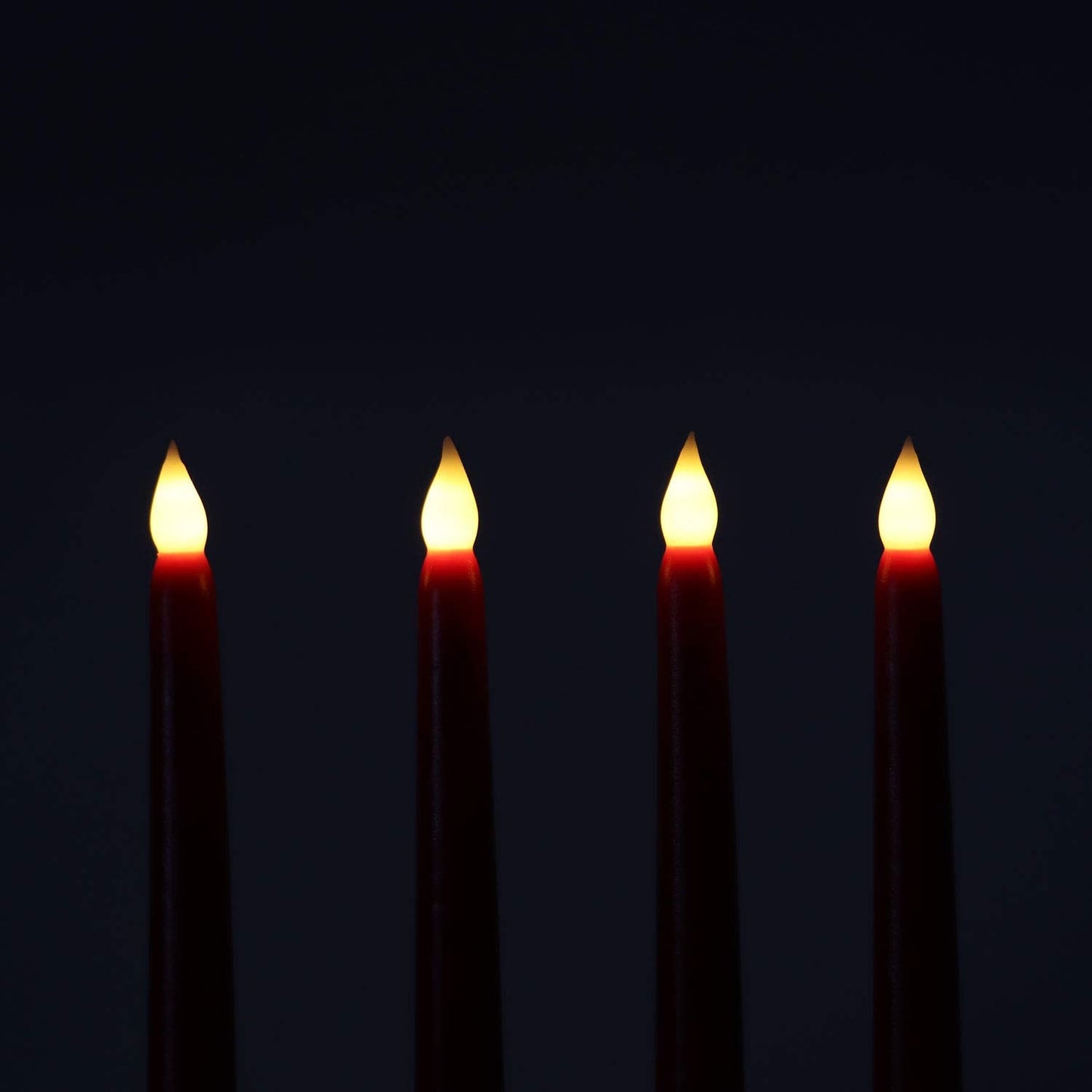 Rhytsing Red 10.8" Flameless Taper Candles with Timer, Battery Operated Candles with Remote, Smooth Wax Finish, Warm White LED, 8 Batteries Included - Set of 4