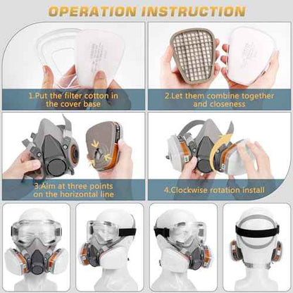 Reusable Half Face and Full Face Gas Mask with Activated Carbon Filter Against Organic Vapor/Dust/Chemical