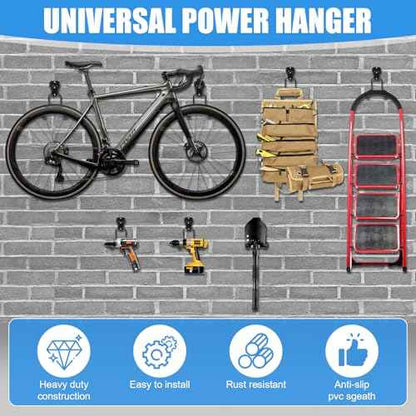 MAQUITA Garden Tool Wall Mount Rack, 4-Piece Steel String Trimmer Holder, Garage Storage Hook for Weed Eater, Leaf Blower, Lawn Equipment