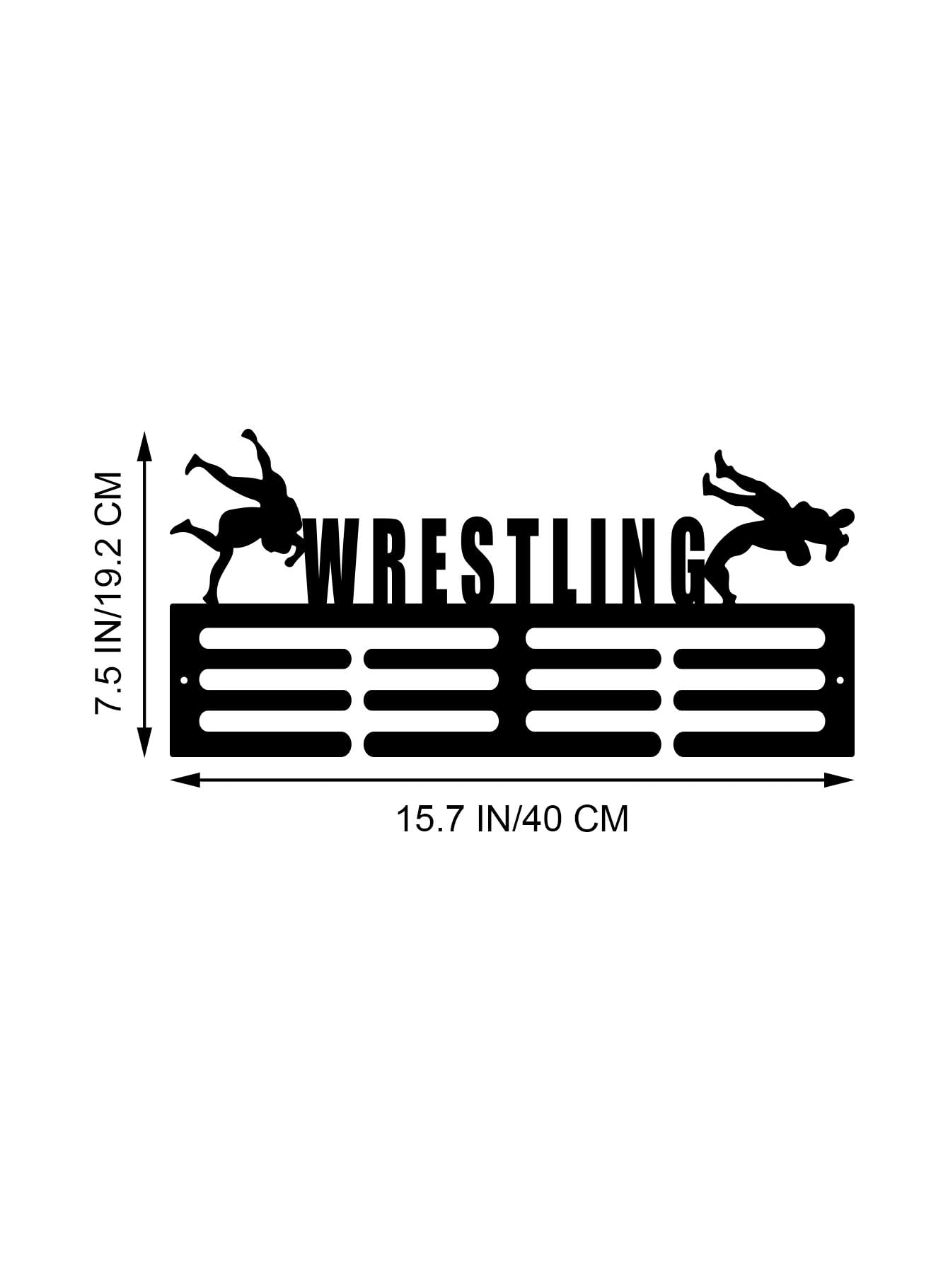 Resama Wrestling Wrestler Silhouette Metal Medal Hanger Rack, Black Iron Sports Award Medal Display Holder, Wall Mount Medal Organizer for Wrestlers Home Gym Garage Decor & Wrestling Fan Gifts