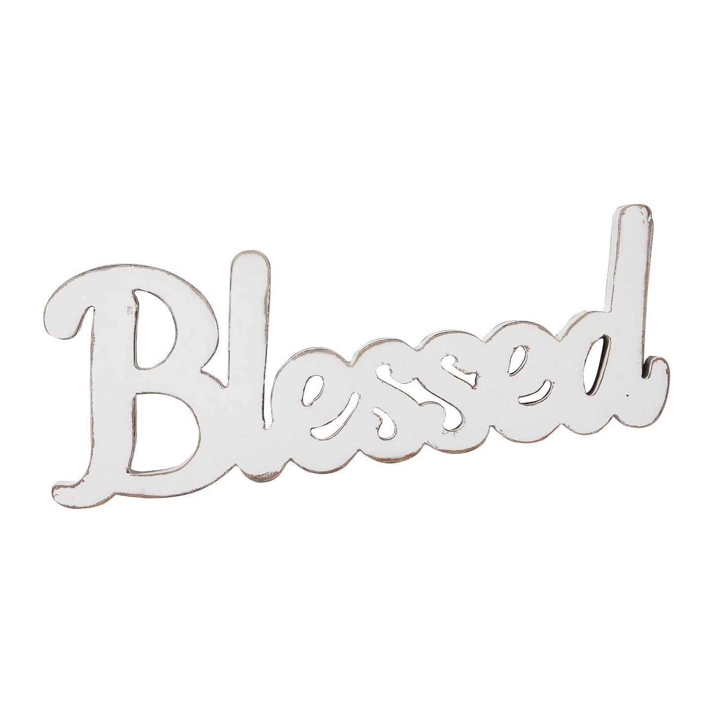 Sintosin Rustic White Wooden Blessed Sign for Tabletop 15 Inch, Wall Hanging Farmhouse Blessed Signs for Home Decor, Handmade Thanksgiving Signs Decor, Christmas Signs for Living Room Entryway