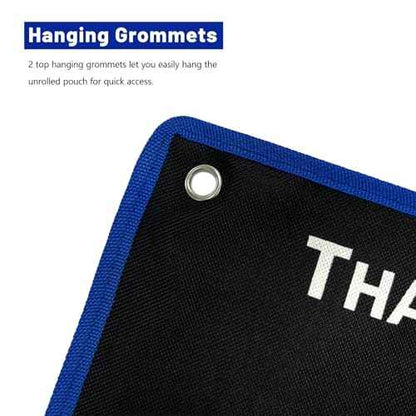 2-Pieces Wrench Roll Up Pouch, Heavy Duty Canvas Tool Wrench Organizer Bag 14pockets Metric+ 13pockets SAE (Only Pouch)