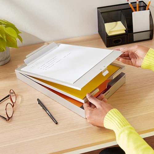 Amazon Basics Metal Clipboard with 2 Compartments, Letter Size, 250 Sheet Storage Capacity, Office Supplies, Silver, 14.09 x 9.21 x 2.6 inches
