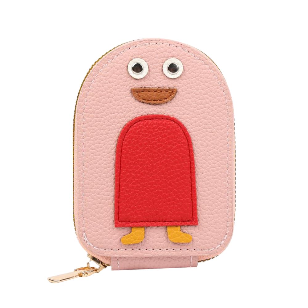 DONGKER Cute Penguins Card Coin Holder,PU Zippered Cartoon Penguin Accordion Card Wallet Built-in 11 Card Slots for Men Women