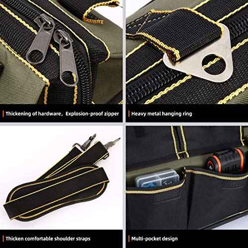 FASTECH 20-inch Wide Mouth Tool Bag with Water Proof Molded Base£¬Wide Mouth Tool Tote Bag,Waterproof Tool Organizer Bag for Men with Adjustable Shoulder Strap (20 inch)