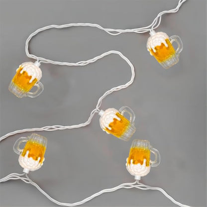 Beer Mug String Lights Plug in, 8.5Ft Summer Beer Party Decorations String Lights with 10 Beer Cup Lights, Hanging Beer Cup Fairy Lights for Outdoor Bar Birthday Summer Themed Party Wedding Decor