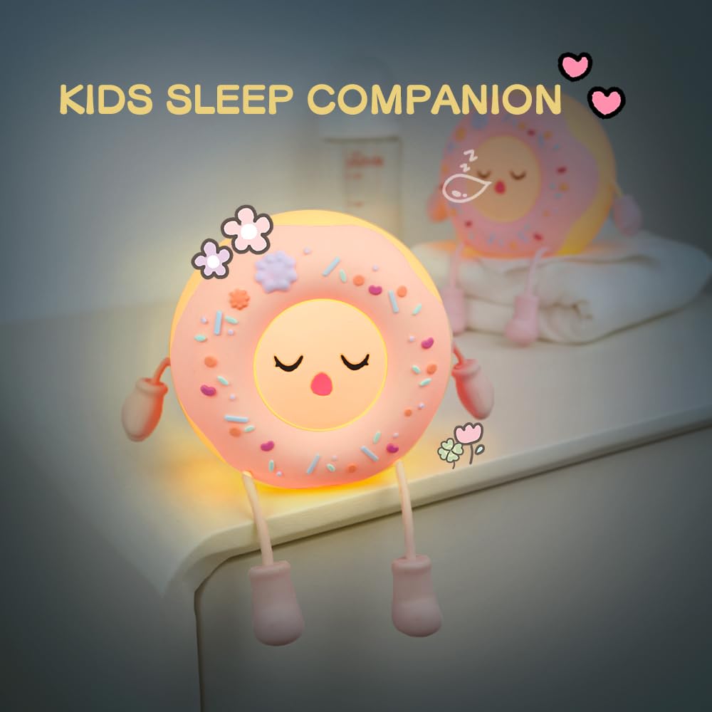 SAILINGFLO Donut Lamp - Silicone LED Night Light Gift for Boys Girls, Rechargeable Cute Night Light for Kid Room Decor - Pink