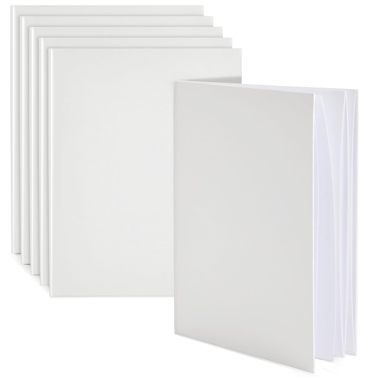 Paper Junkie Blank Books for Kids to Write Stories - 6-Pack 8.5 x 11 in White Hardcover - Unlined Sketchbooks & Writing Notebooks - Drawing Notebook & Blank Story Book