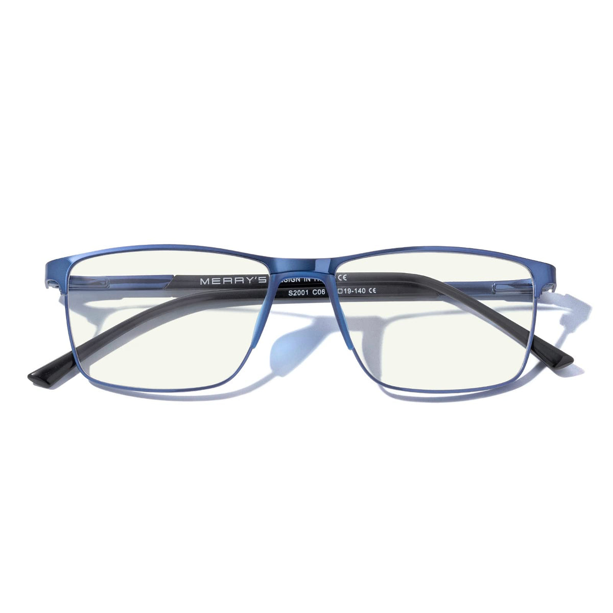 MERRY'S Fashion Blue Light Blocking Glasses - Reading Glasses Metal Frame Spring Hinge Readers for Men Eyeglasses (Blue-52MM, 2.50)