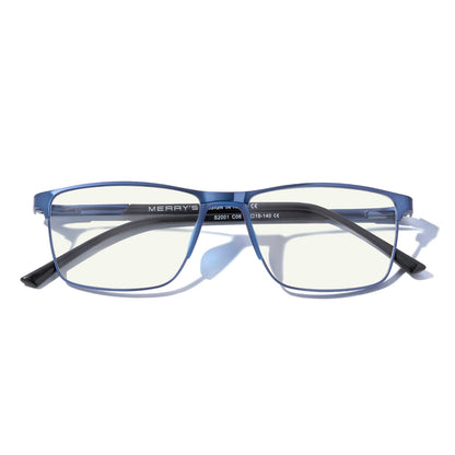 MERRY'S Fashion Blue Light Blocking Glasses - Reading Glasses Metal Frame Spring Hinge Readers for Men Eyeglasses (Blue-52MM, 2.50)