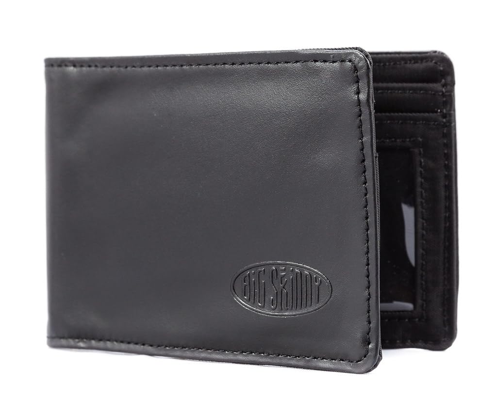 Big Skinny Men's Acrobat Leather Money Clip Slim Wallet, Holds Up to 20 Cards, Black