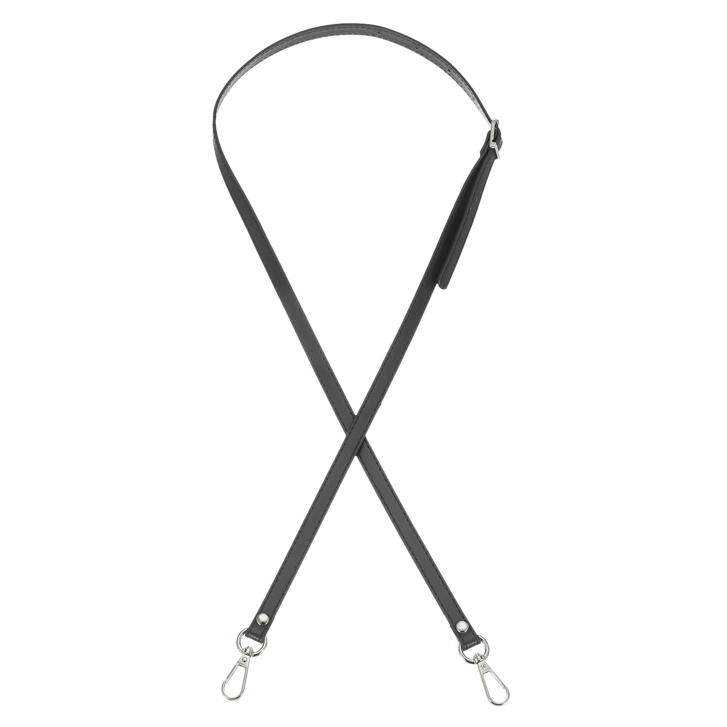 PATIKIL Leather Purse Strap Replacement 47 Inch, PU Adjustable Shoulder Crossbody Replacement Strap with Silver Hardware for Handbags Shoulder Bag Black