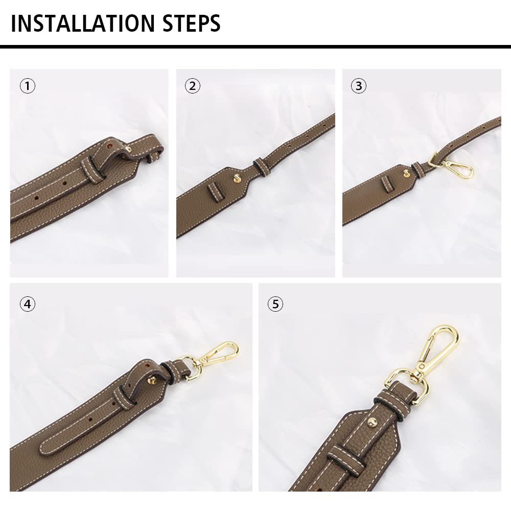 MOISTRI Grain Leather Purse Strap Adjustable Crossbody Replacement Straps for Handbags Monk Head Screws Detachable Gold Clasps Long Navy Blue