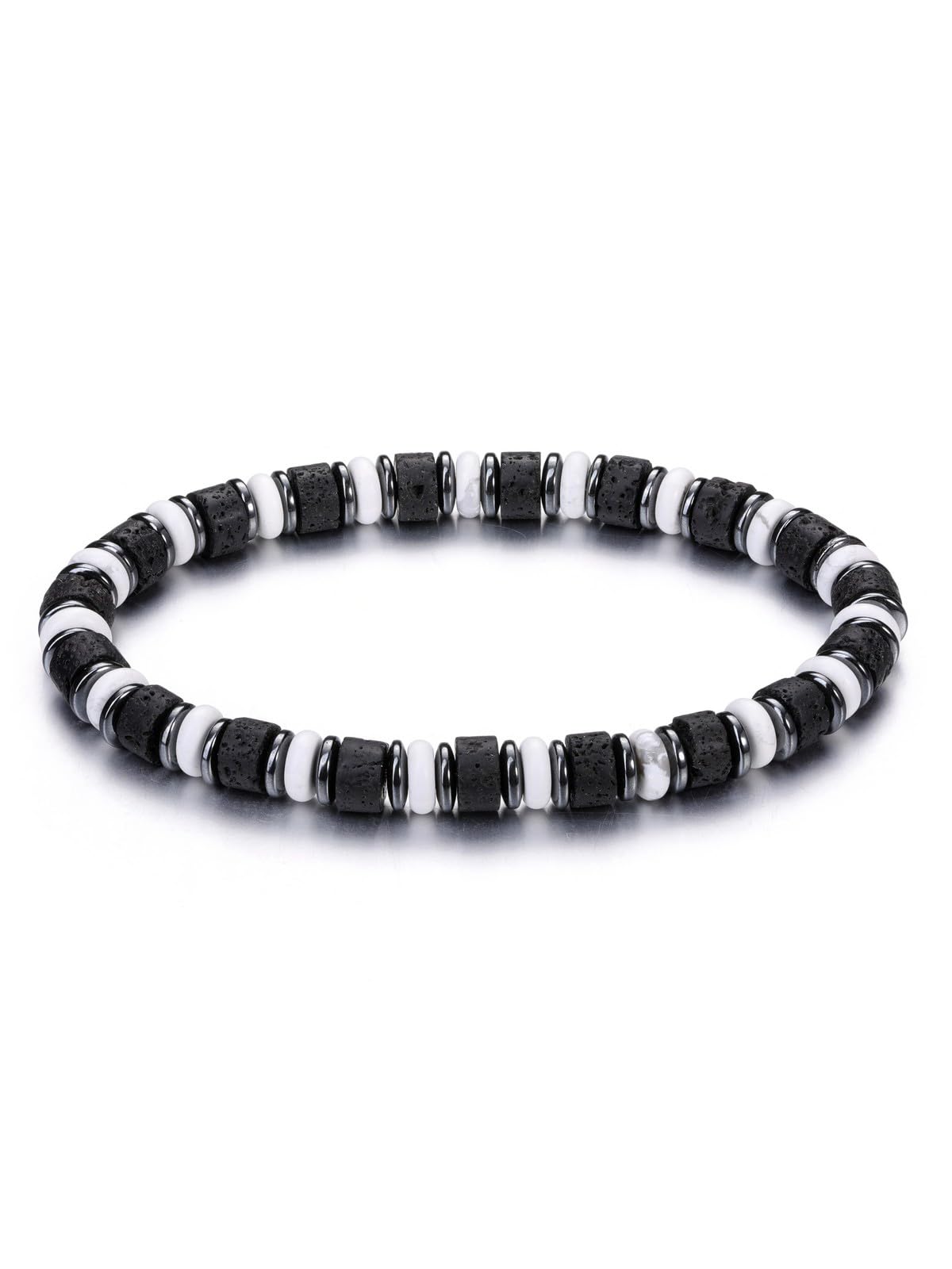 Jovivi Healing Crystal Beaded Bracelets for Men Women Natural Lava Rock Gemstone Hematite Beads Stone Stretch Bracelets Triple Protection Jewelry Gifts