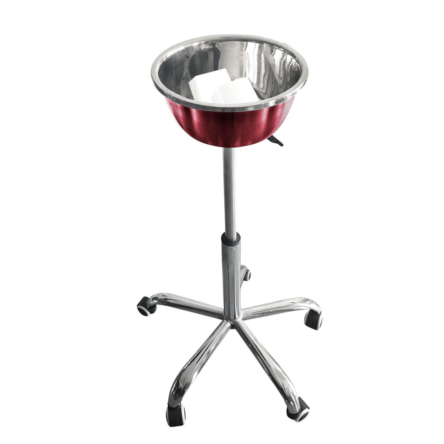 Avoirdus Portable Gym Chalk Stand with Stainless Steel Bowl Freestanding Gym Chalk Holder Bucket with Heavy Duty Rolling Wheels for Gymnastics Weight Lifting Climbing Accessories,Red
