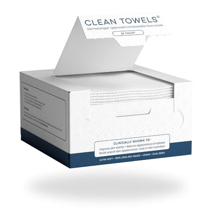 Clean Skin Club Clean Towels | Worlds 1ST Biodegradable Face Towel | Disposable Makeup Removing Wipes | Dermatology Tested & Approved | Vegan & Cruelty Free | Super Soft For Sensitive Skin | Dry Towelettes (Pack of 1 (25CT))