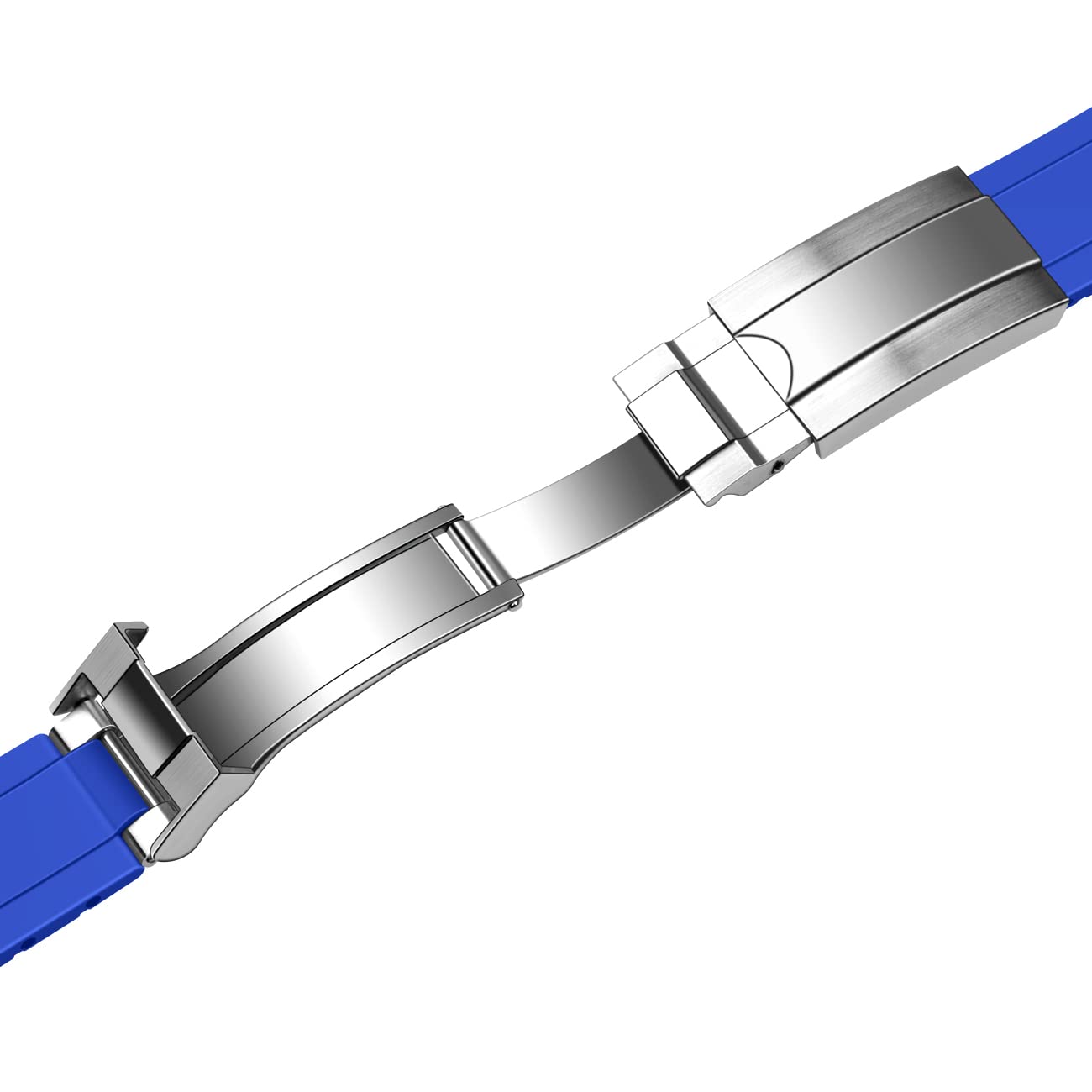 YISIWERA 22mm Curved Ends Watch Band Silicone, Tapered Rubber Watch Bands Strap for Men Women with Polised Double Lock Diving Buckle Blue