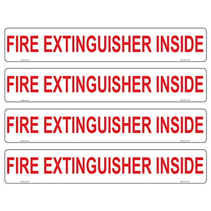 4 Pcs Fire Extinguisher Inside Signs Stickers - 22.5 cm x 4 cm - Self Adhesive Vinyl