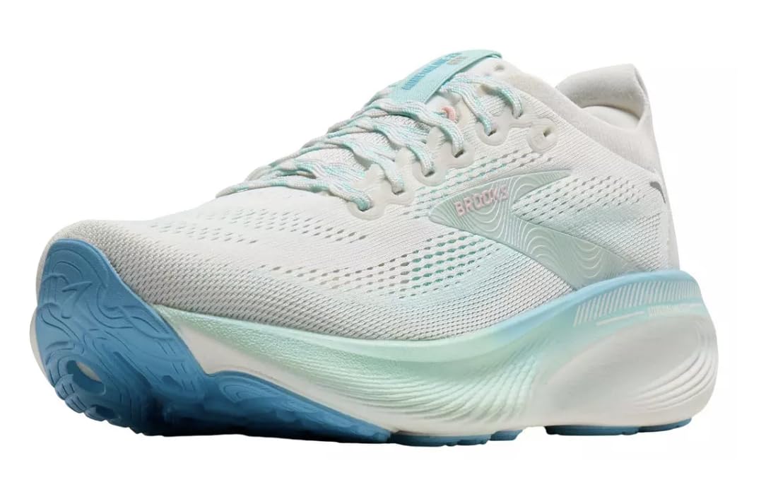 Brooks Women’s Adrenaline GTS 25 Supportive Running & Walking Shoe, White/Sea/Aqua, 6.5 Wide
