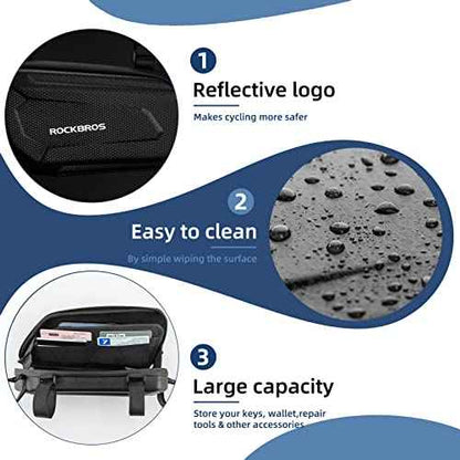 ROCKBROS Triangle Side Bag - EVA Hard Shell Motorcycle Storage Bags, Water-resistant Tail Bag 2Pcs