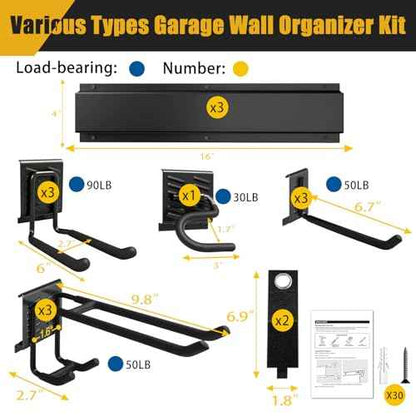 Heavy Duty Garage Wall Organizer with 700LB Capacity, 48Inch Garage Tool Organizer Wall Mount and Garden Tool Organizer with Adjustable Tool Rack for Garage Shed Yard Storage