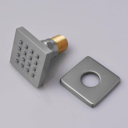 AYIVG Square Brushed Nickel 2 Inch Brass Shower Body Sprays Jet Adjustable Massage Spa Side Sprayer Massage Nozzle Wall Jets