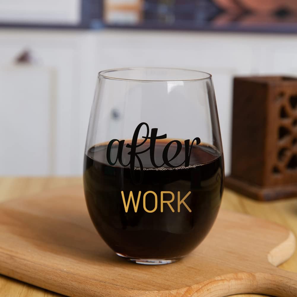 PUGED Before Work After Work Because Work Gift Set 11 oz Coffee Mug 18 oz Wine Glass 2 oz Shot Glass with Gifted Box for Coworkers Boss Office Gifts Bosses Day Christmas Farewell Party Gift (Black)