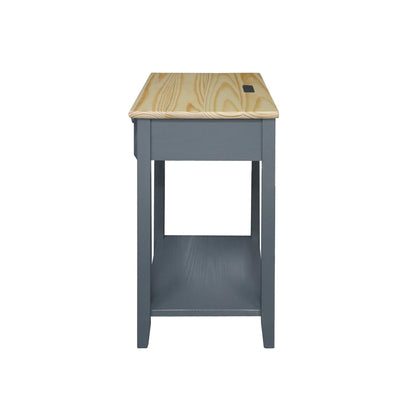 Casual Home Owl Night Stand with USB Port Charging Station and Drawer, 17.5" W x 14.25" D x 24.5" H, Natural Gray
