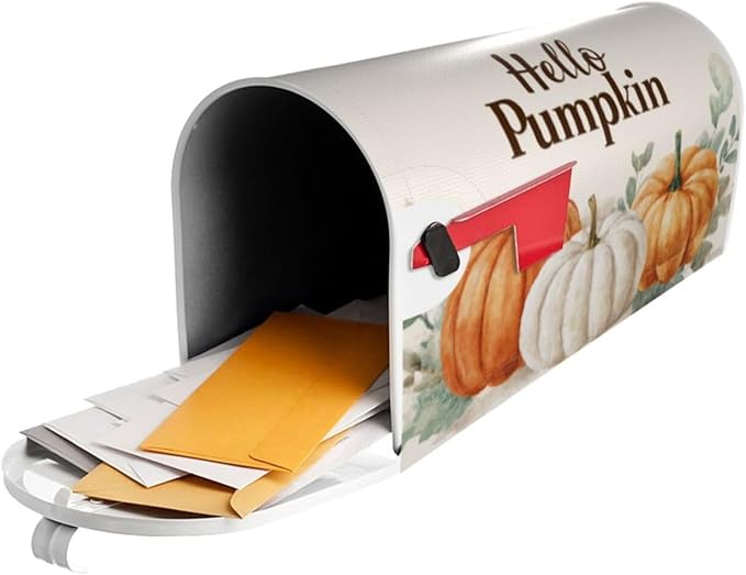 Festive Magnetic Mailbox Cover Pumpkin Thanksgiving Fall Outdoor Mailbox Protector Holiday Seasonal Decorative Garden Yard Home Large Size 25.5 x 21 Inch