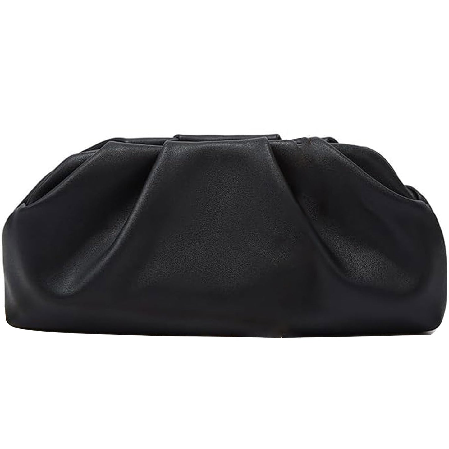 Amszke Black Clutch for Women, Vegan Leather Evening Purse, Soft Pleated PU Formal Clutch Bag for Weddings Proms Cocktail Parties, Dressy Party Accessories-Gemma