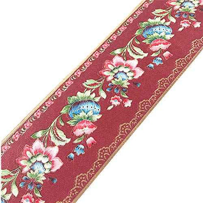 Lantern Flower Self-Adhesive Wallpaper Border PVC Wall Covering Borders Bathroom Kitchen Tiles Decor Sticker 5 Meters (Red)