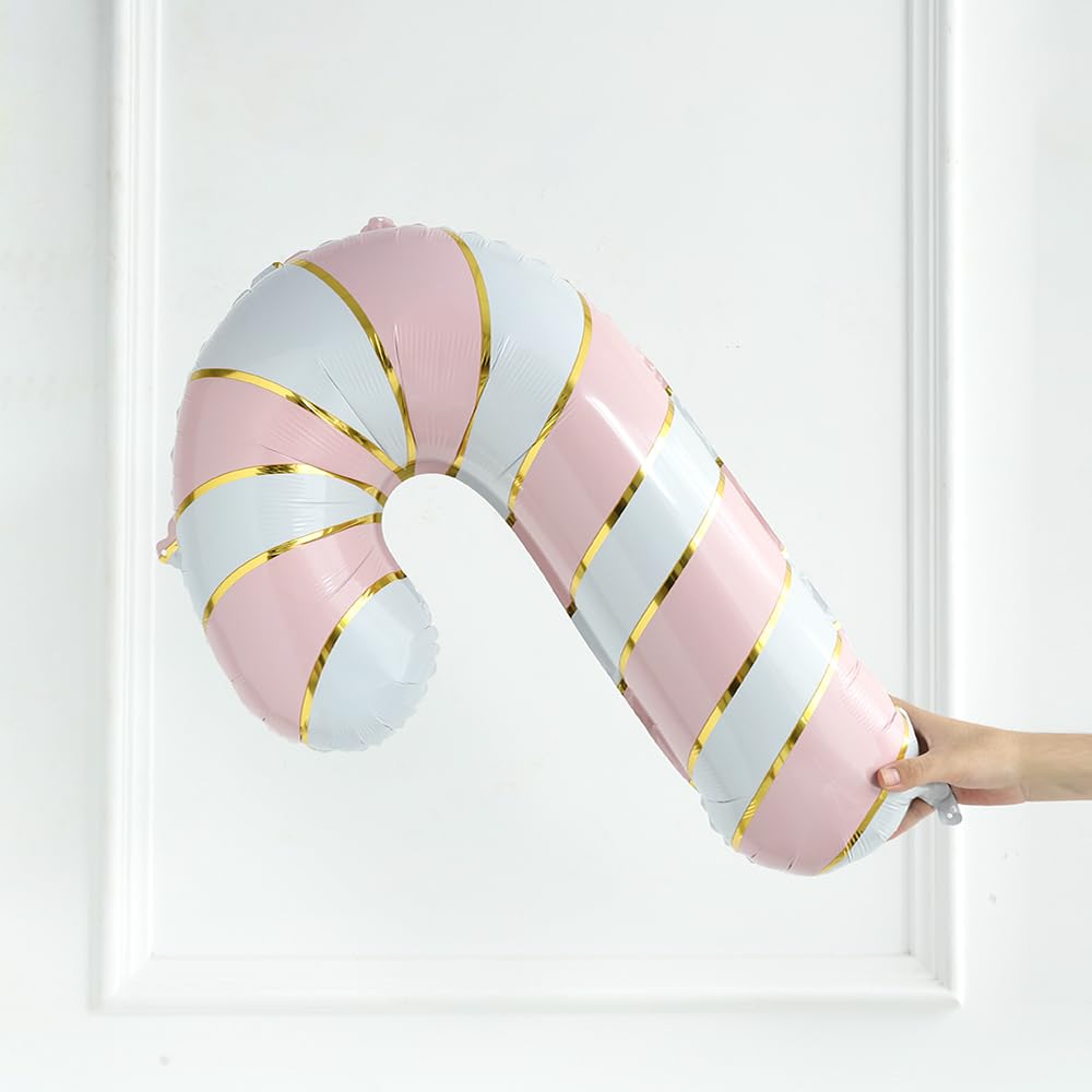Christmas Balloon Arch Kit 147pcs Macaron Pink and Purple Balloon Garland with Gingerbread House, Candy Cane and Loliipop Foil Balloons for Gingerbread Xmas Baby Shower Birthday Party Decorations