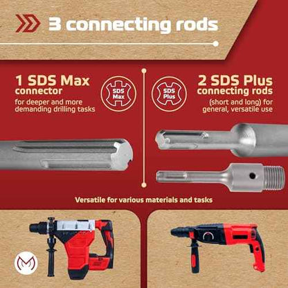 17PCS Concrete Hole Saw Kit with 2 Drill Bits, SDS Plus & Max Shank, Masonry Hole Saw Kit Size 30-110MM, Brick, Cement, Block, Concrete Drilling