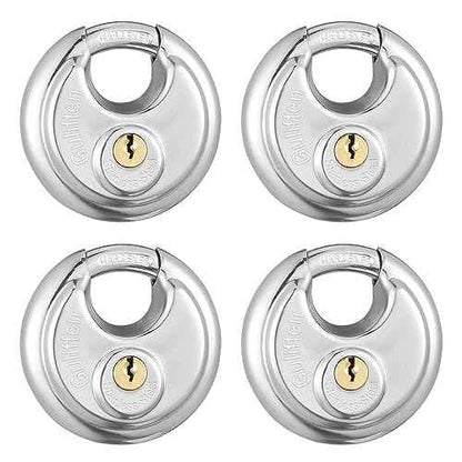 Keyed Alike Discus Padlocks,Stainless Steel Disc Padlock with Key for Storage Unit, Sheds, Garages and Trailer£¬4 Pack Locks with Keys