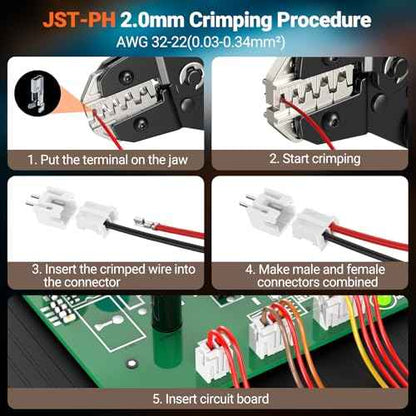 Preciva Crimping Tool Connector kit - AWG28-16/0.08-1.5mm©÷ Ratcheting Crimper with 620Pcs Connectors and 1600Pcs Pins | Crimp Tool for Dupont, JST, ATX, EPS, PCIE, SATA Series