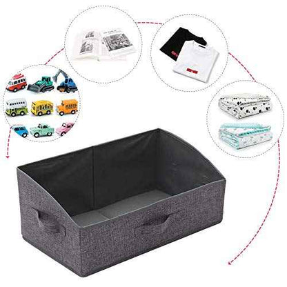 4 Pack Trapezoid Large Foldable Closet Storage Bins with Handle, Fabric Storage Organizer Cube Cloth Containers Linen Box Shelf Baskets for Clothes Clothing Shelves Wardrobe