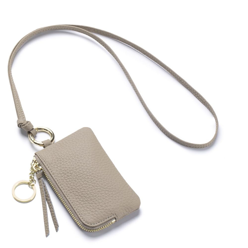 LnxLtw Travel-Friendly Leather Coin Purse for Women – Mini Zipper Wallet with Wrist Strap & Keychain, Compact Change Holder & Small Coin Pouch with Gift Box (Gray)