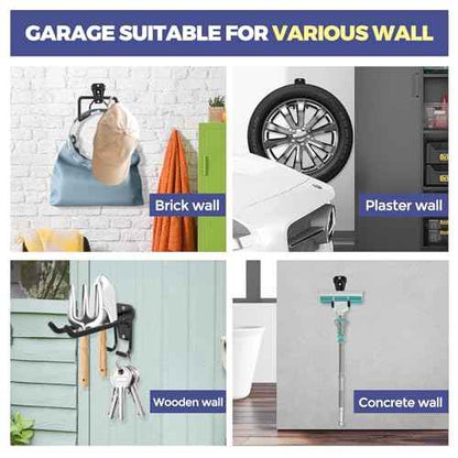 Heavy Duty Garage Hooks, 10 Pack Multi-Functional Garage Tool Organizer Hooks with Non-Slip Coating, Wall Mount Storage Hooks for Garage, Shed, Kitchen, Holds up to 55LBS