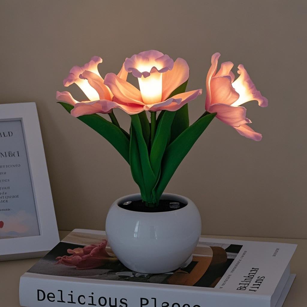 Naimo Daffodil Night Light Rechargeable LED Night Lamp Flower Table Lamp for Bedroom Living Room Birthday Party Desktop Home Decor