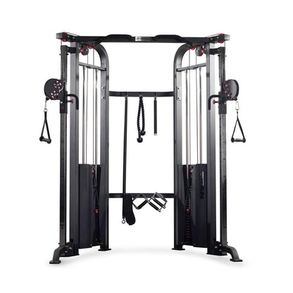 Titan Fitness Functional Trainer, Cable Crossover Machine with 200 LB Double Weight Stack, 2:1 Cable Pull Station, Home Gym Workout Weight Training Machine with Attachments