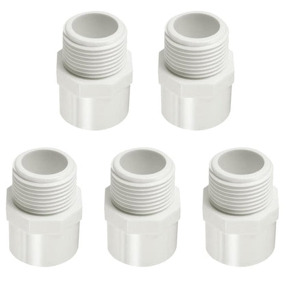 Fitvell 1-1/2" PVC Pipe Fitting Adapter Connector Union Coupling Schedule 40 (Slip Socket x NPT Male Pipe Thread), Pack of 5