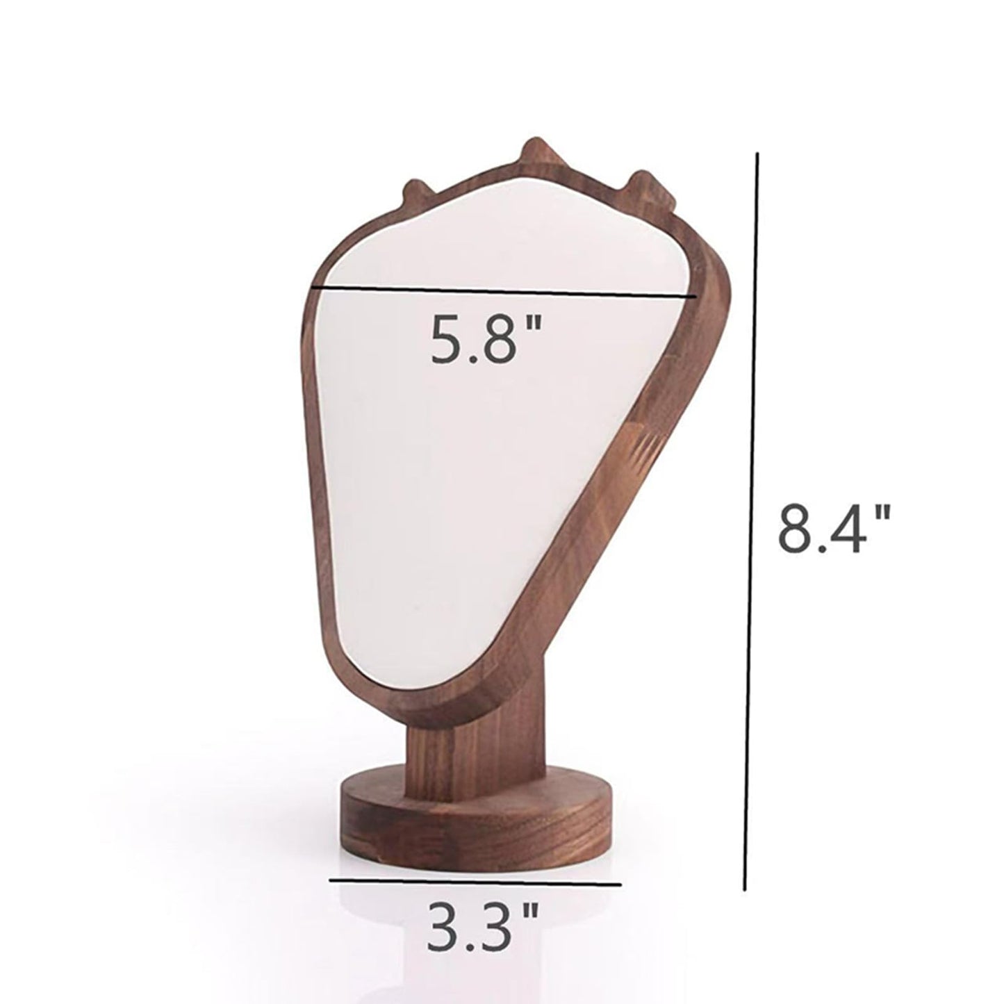 SWTOOL Walnut Color Body Wood Necklace Display Stand with White Leather Soft Mat Necklace Holder Organizer Desktop Stand for Home Store Dresser-3.3"x5.8"x8.4"