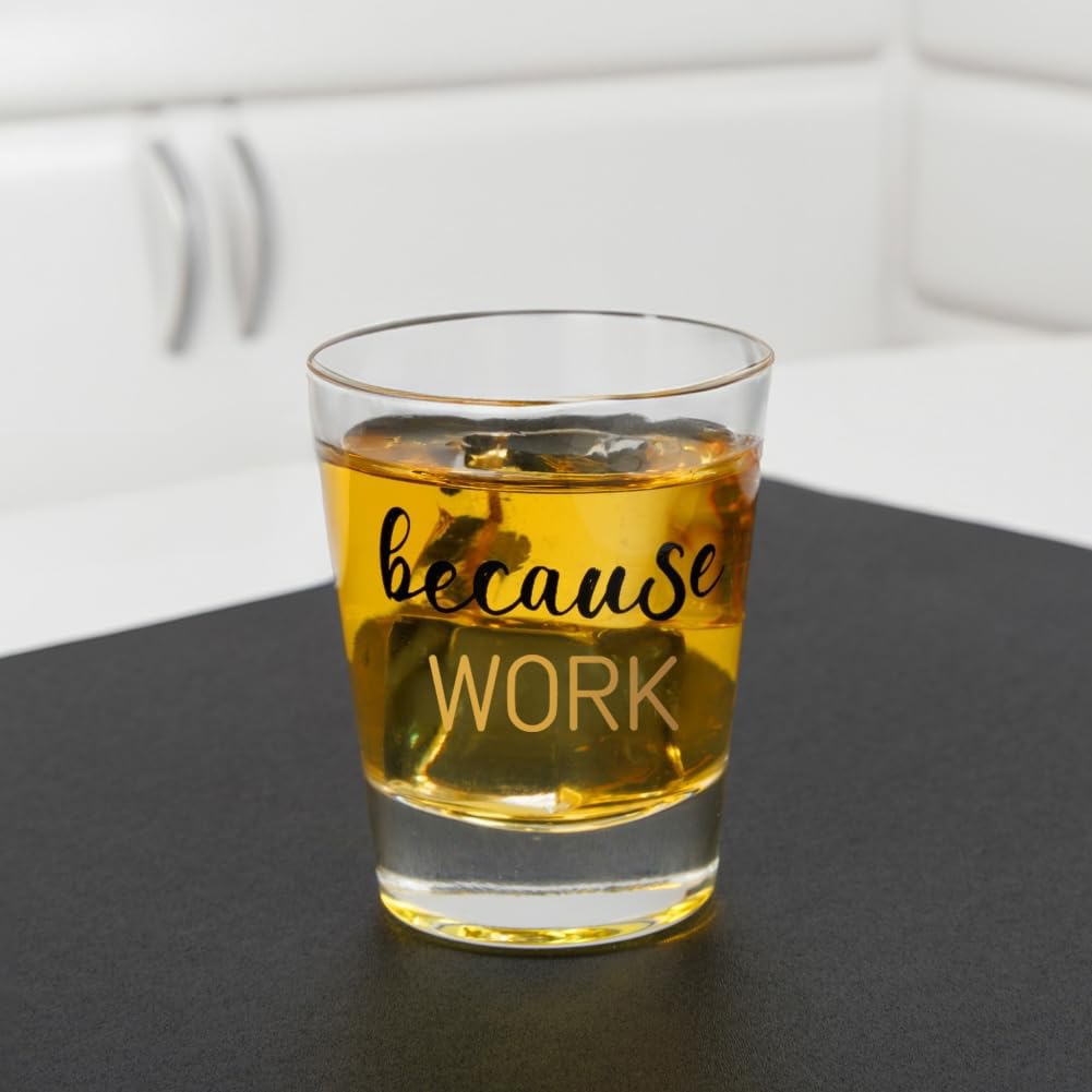 PUGED Before Work After Work Because Work Gift Set 11 oz Coffee Mug 18 oz Wine Glass 2 oz Shot Glass with Gifted Box for Coworkers Boss Office Gifts Bosses Day Christmas Farewell Party Gift (Black)