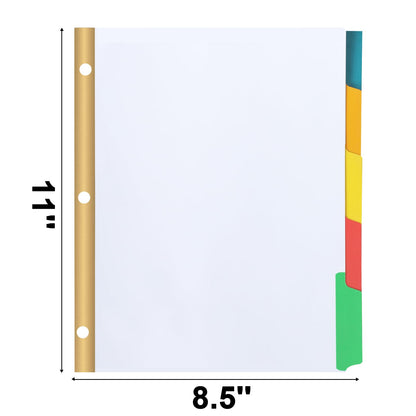 Binder Divider, PANDRI 120 Pack Binder Index White Dividers with 5 Tabs, Letter Size Paper Binder Divider for School Office Home Business