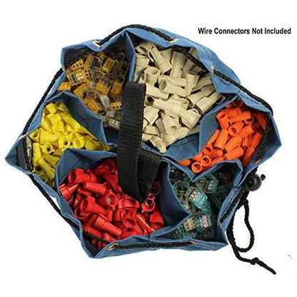 IDEAL Electrical 35-655 Small Parts/Tools Bag Portable Tool Kit Carry Bag with Loop Handles, 5 in. Divider Pockets, Drawstring Opening