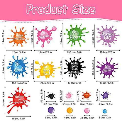 Colorful Inspirational Quotes Wall Decals Watercolor Paint Wall Decals Ink Splatter Splotches Wall Stickers Motivational Lettering Positive Sayings Stickers for Kids Classroom Nursery Playroom School